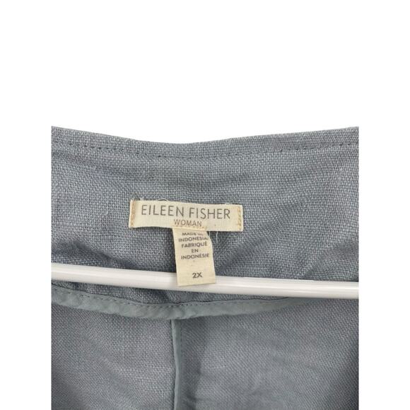 Eileen Fisher Woman Draped Open Front Jacket Organic Linen Blue Size 2X - Picture 10 of 11
